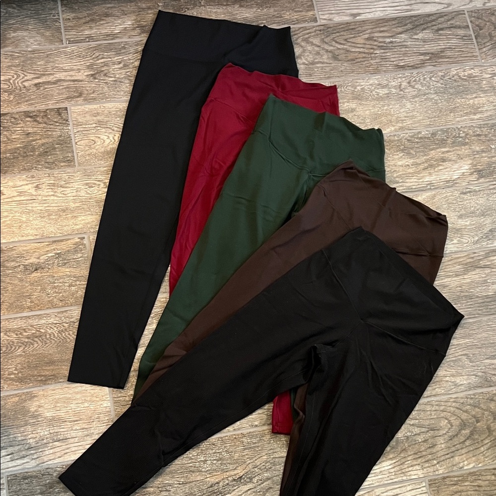Aerie Offline Leggings bundle of 5 large black green burgundy brown ribbed
